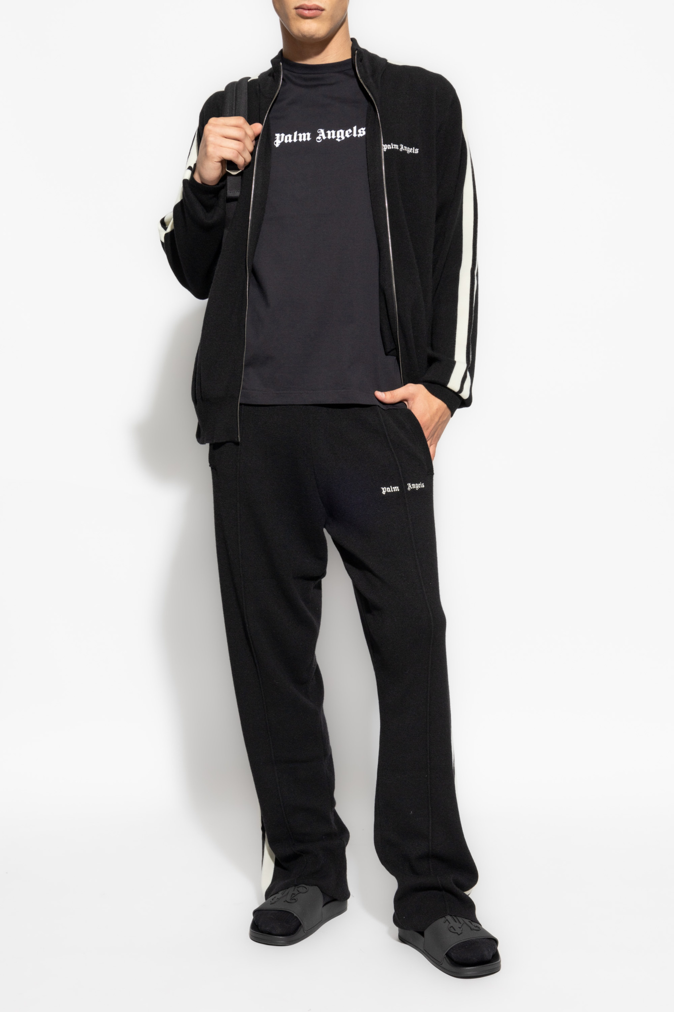 PALM ANGELS/ ネックロゴTシャツ コットン PALM ANGELS】ネックロゴ コットンTシャツ (Palm Angels/Tシャツ